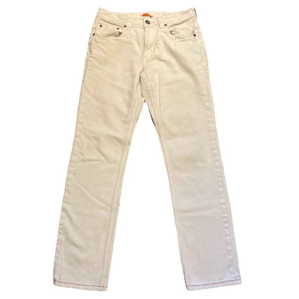 Tommy Bahama Mens 30x32 Bleached Sand Weft‎ Side Keys Vintage Slim Jeans Cream